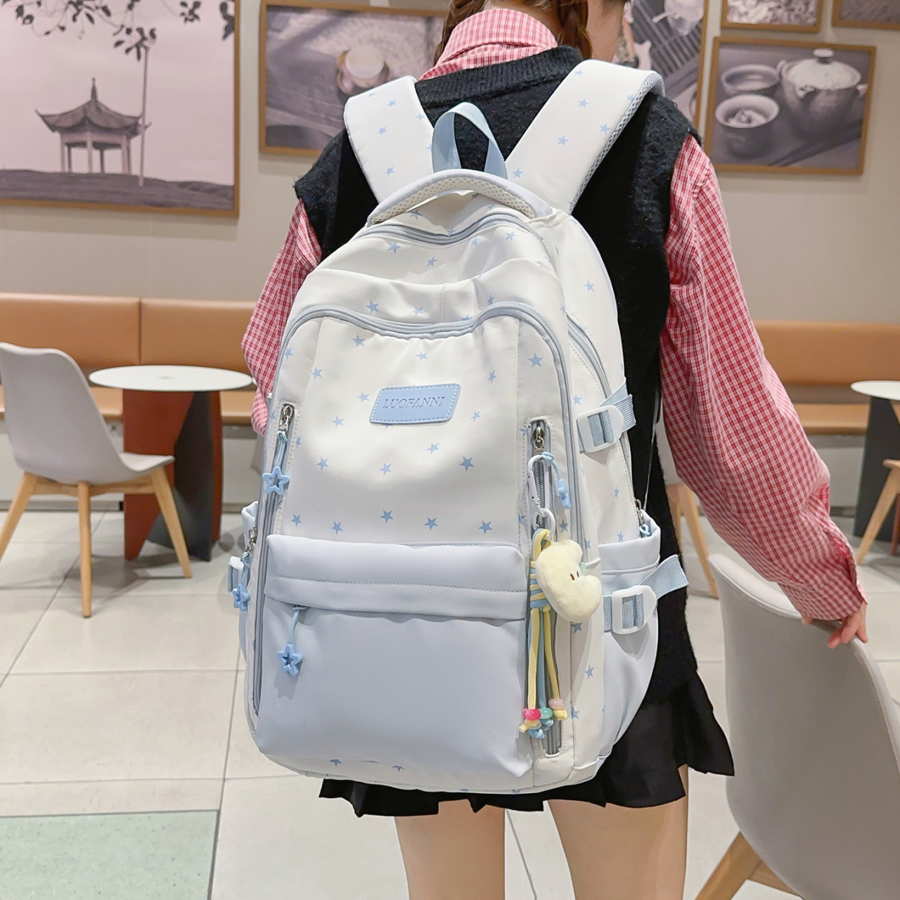 Women's Cream White & Yellow C - Canvas Backpack Casual incelemesi ve fiyatı