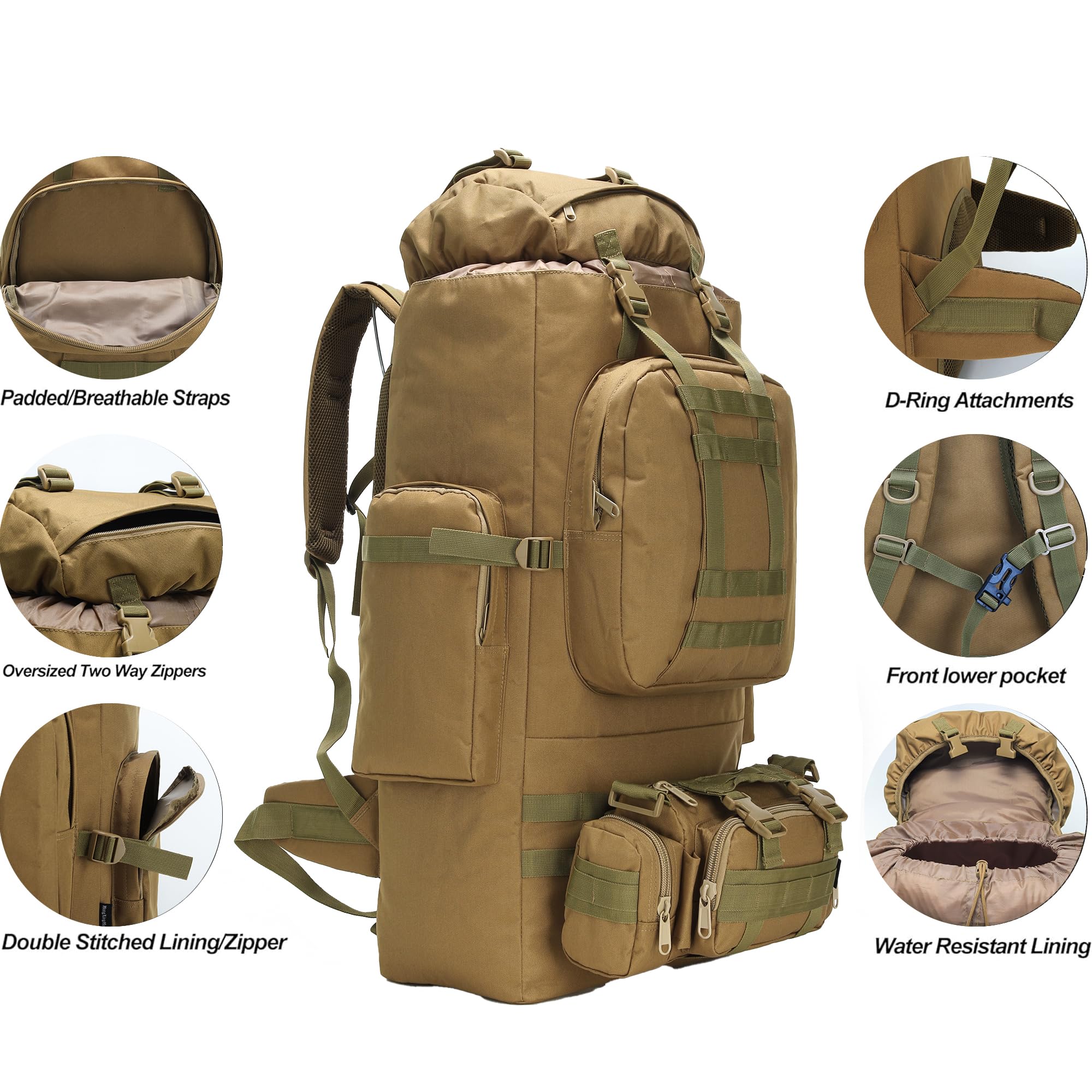 100L Hiking Backpack With Moll - Rucksack Military Style incelemesi ve fiyatı