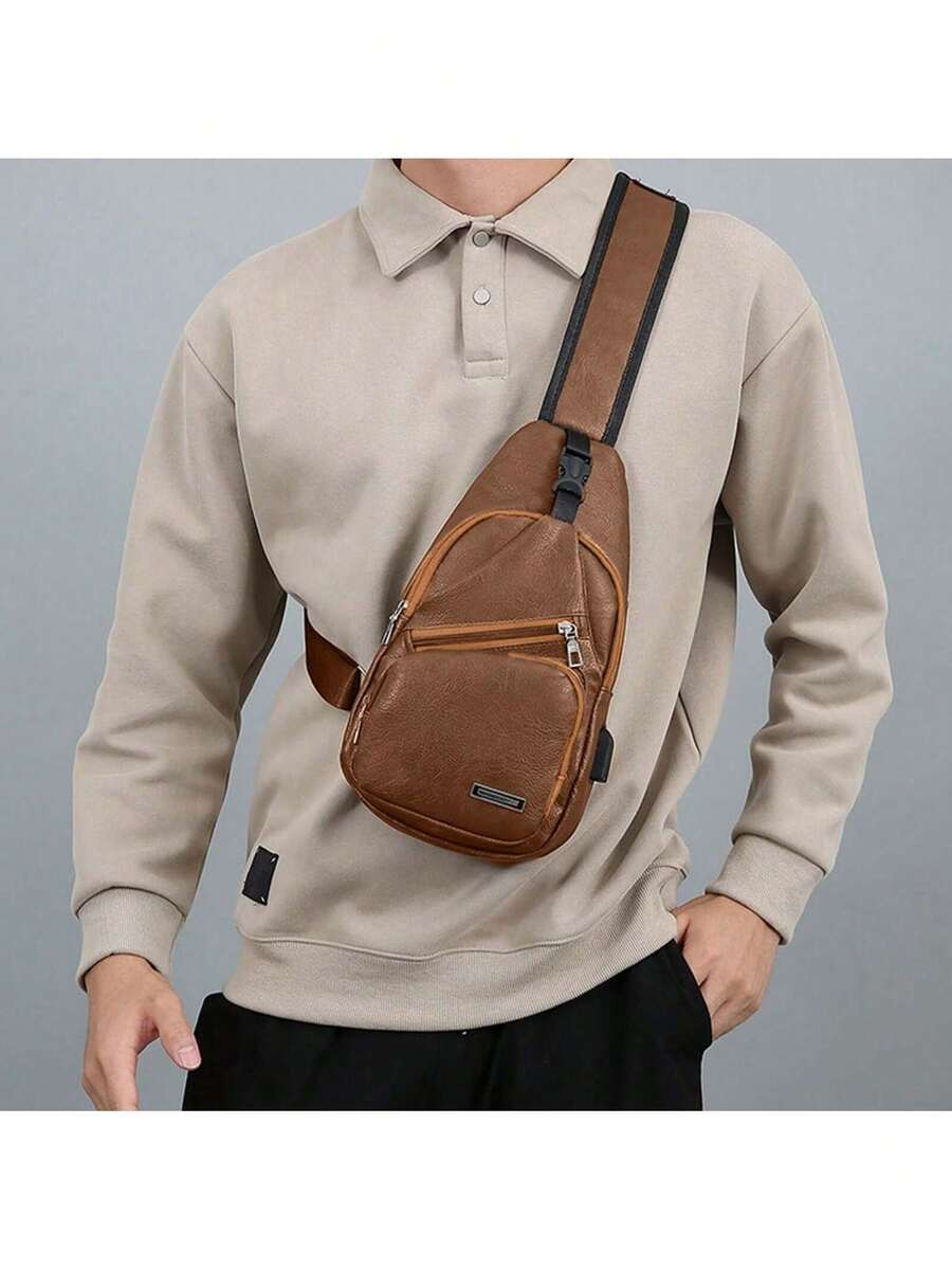 Mens PU Leather Sling Bag With - Sling Backpack Shoulder incelemesi ve fiyatı
