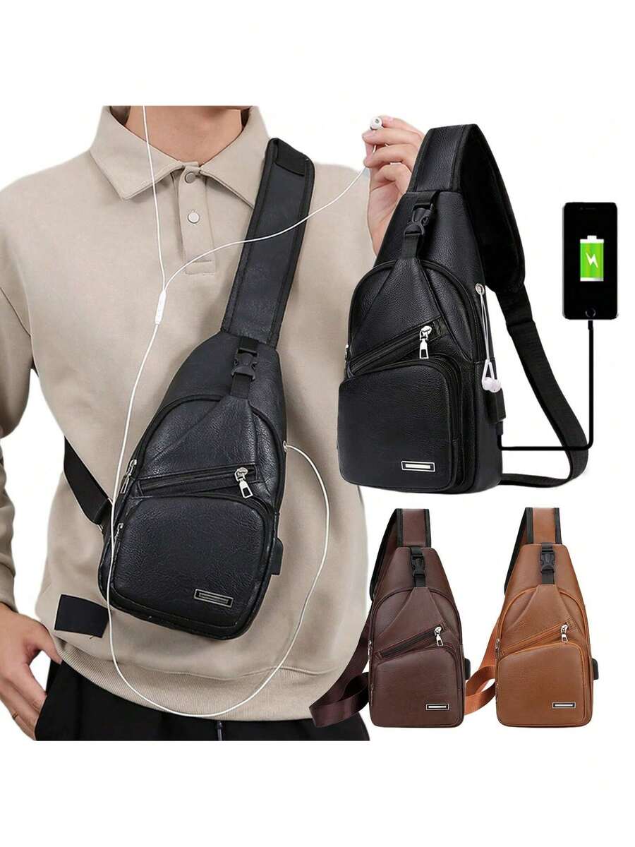 Mens PU Leather Sling Bag With - Sling Backpack Shoulder incelemesi ve fiyatı