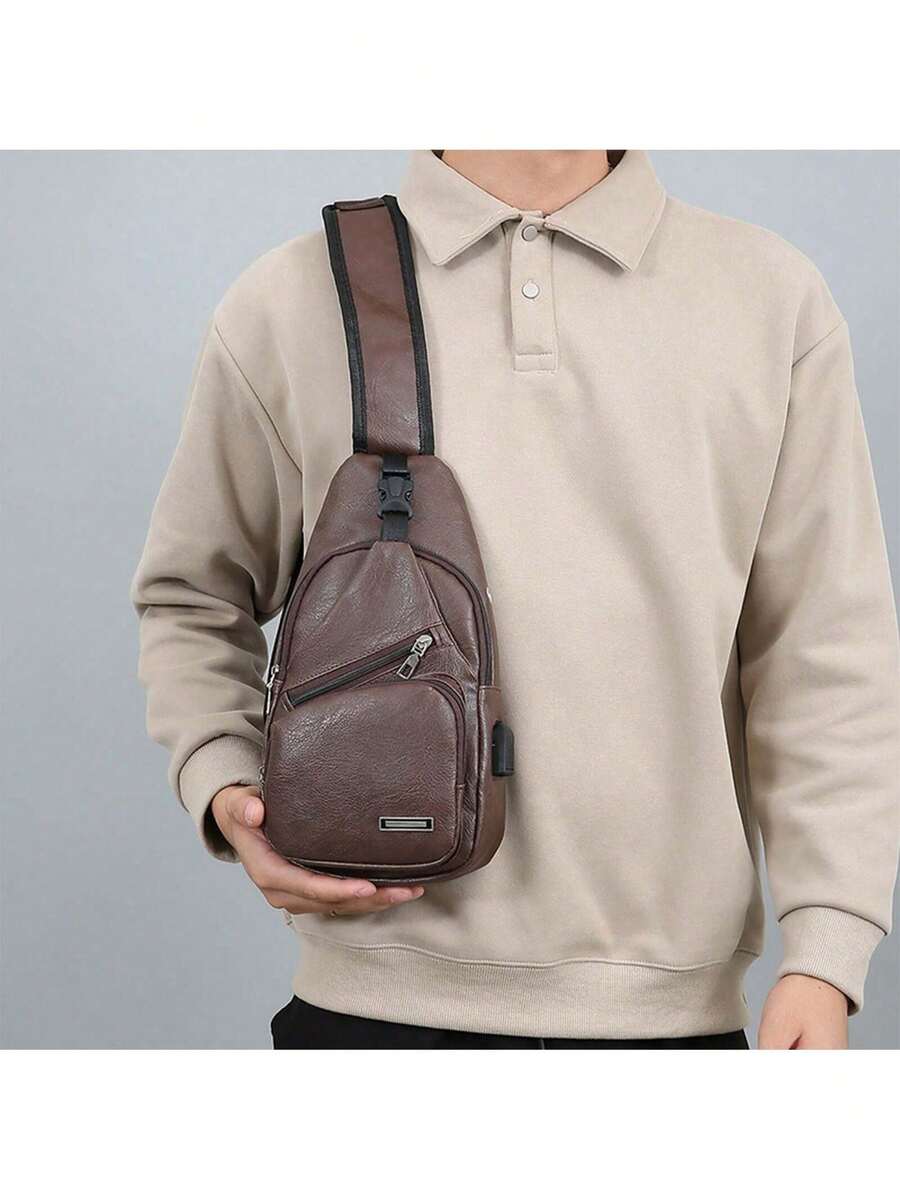 Mens PU Leather Sling Bag With - Sling Backpack Shoulder incelemesi ve fiyatı