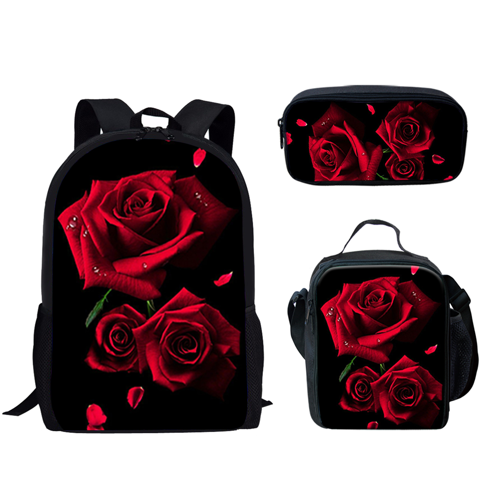 Gothic Red Rose Design Print 3 - School Backpack Teen incelemesi ve fiyatı