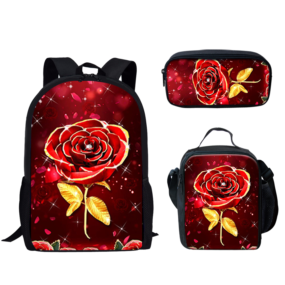 Gothic Red Rose Design Print 3 - School Backpack Teen incelemesi ve fiyatı