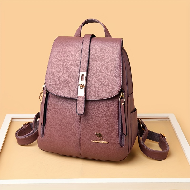 Elegant Wine Red Leather Backp - Travel Backpack Anti Theft incelemesi ve fiyatı
