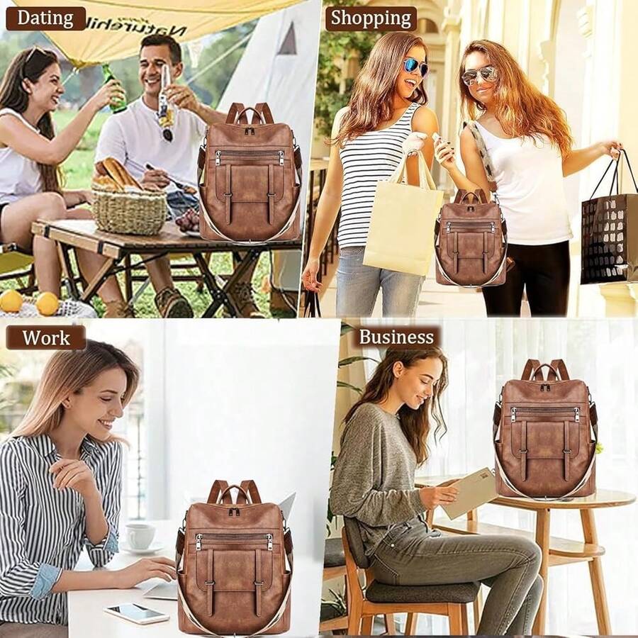 Women Fashion Vintage Brown PU - Laptop Backpack 15.6 incelemesi ve fiyatı